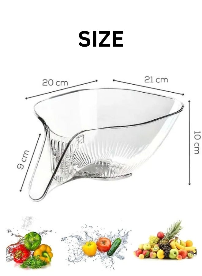 KHAJUL 2-Piece Multifunctional Drain Basket Colander Set,for Wash Vegetables Fruits , Filter Bowl for Washing (Transparent+Gray)  - Image 2