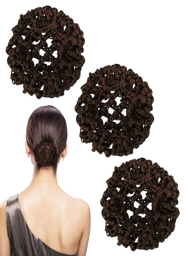 PENTA ANGEL أغطية كعكة الشعر PENTA ANGEL 3 قطع شبكية مرنة غير مرئية ملحقات شعر للنساء والفتيات للرقص والباليه والتزلج (بني، 8 سم) - Image 1