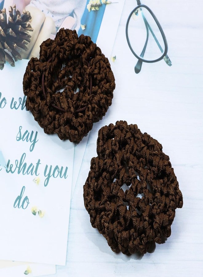 PENTA ANGEL أغطية كعكة الشعر PENTA ANGEL 3 قطع شبكية مرنة غير مرئية ملحقات شعر للنساء والفتيات للرقص والباليه والتزلج (بني، 8 سم) - Image 3