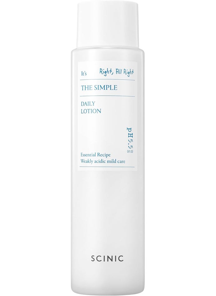 SCINIC SCINIC The Simple Daily Lotion  Vegan Face Lotion for Sensitive and Irritated Skin  pHBalanced Moisture Lotion with Madecassoside  Aloe Vera Leaf Juice  Korean Skin Care 49 floz 