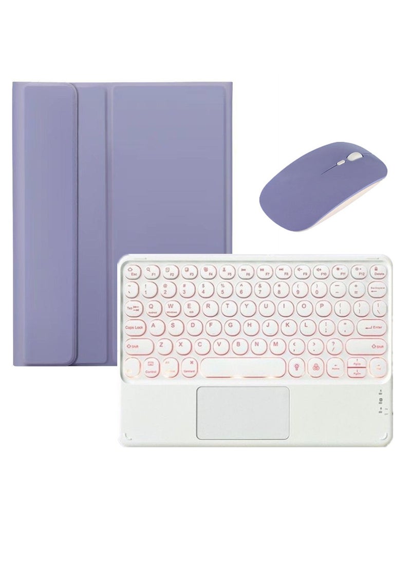 General Keyboard Case Compatible with Samsung Galaxy Tab S9 FE Plus 2023 12.4 inch with Pen Holder,7 Color Backlit Keyboard with Touchpad + Mouse,PU Stand Cover for Tablet 