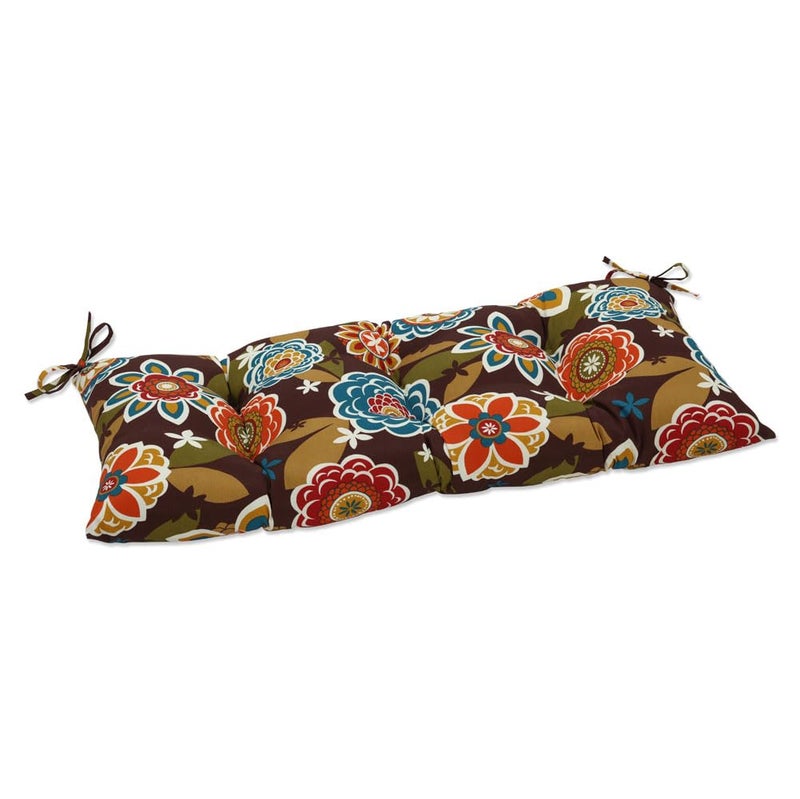 Pillow Perfect Floral IndoorOutdoor Sofa Setee Swing Cushion with Ties Weather and Fade Resistant 185 x 44 BrownOrange Annie 1 Count