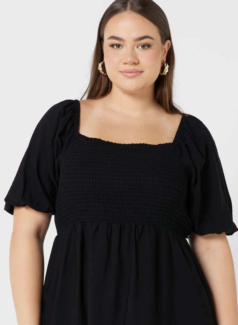 Topshop Curve Smocked Bodice Mini Dress