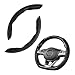 LoyaForba Car Steering Wheel Cover Microfiber Suede Leather and Carbon Fiber Double Sided Design Warm in Winter and Cool in Summer Breathable Non Slip Segmented Protector for Most Cars Turn FurBlack - Image 2