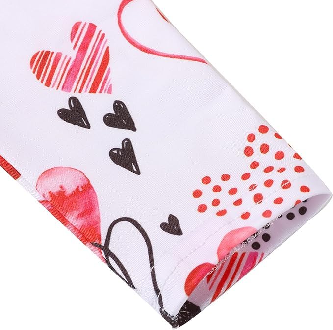 DACSOIT Valentines Toddler Girl Dress Love Hearts Print Ruffle Bottom Long Sleeve Casual Dress 5-6Y - Image 2