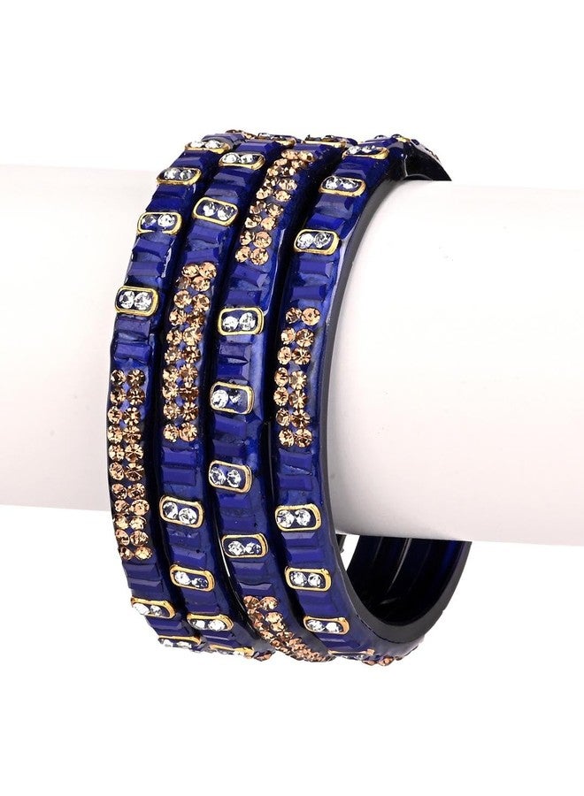 1st Time Combo Of Party & Wedding Colorful Glass Bangle/Kada Set Of -8, Blue, Brown- A16 - Image 2