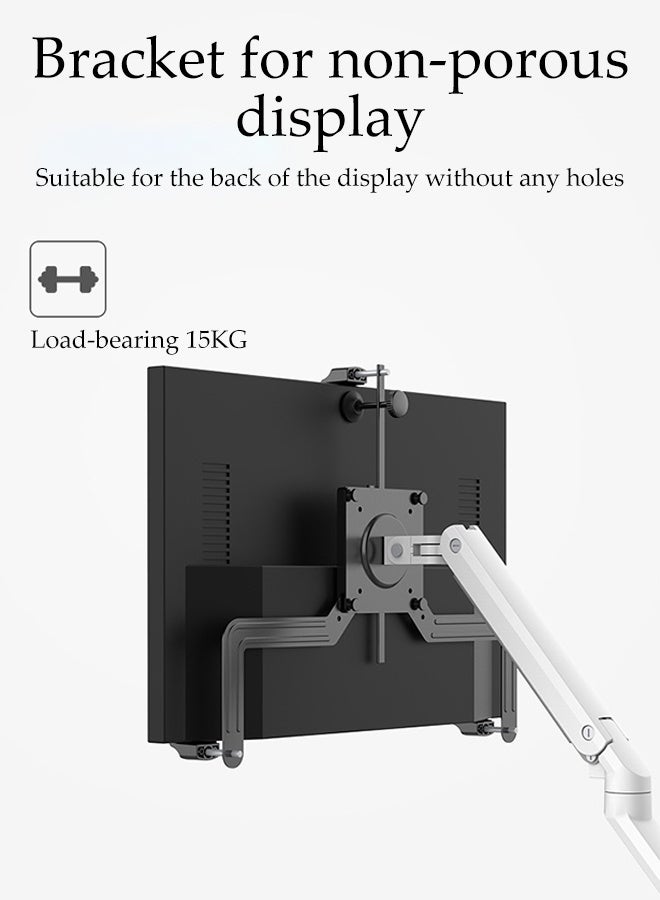 DUNISO Single Monitor Desk Mount Non VESA Monitor Arm Holder Mechanical Cantilever Pneumatic Spring Monitor Stand Height Adjustable Single Heavy Duty Monitor Arm Stand Desk Mount Swivel Bracket with C Clamp for 17 to 32 Inch Computer Screens - Image 2