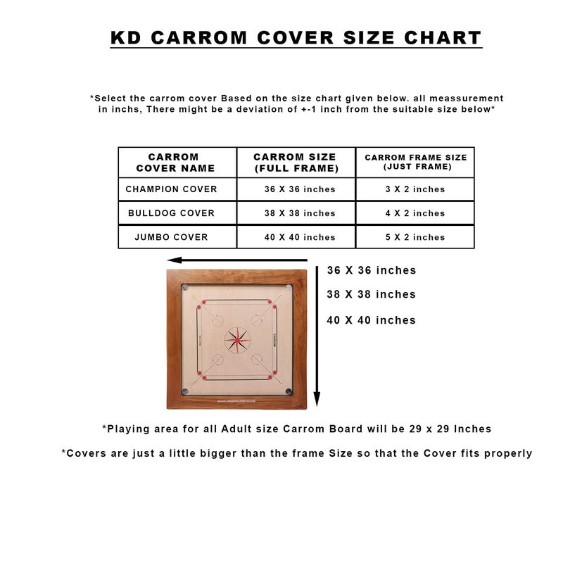 KD Carrom Half Cover Carry Bag Carrom Board Any Size Against Dust, Straches, Damage Fits All Champion, Bulldog, Jumbo Board Game Cover with Separate Pocket for Carrom Board (Half Cover Champion) - Image 5