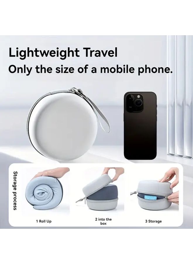 Gray And White Color Matching Portable Neck Pillow For Travel And Home Use Ergonomic Cervical Support Compact Easy Storage Comfortable Sleep For Desk Car Long Flights Slow Rebound Machine Washable Cover Lightweight Travel Companion - Image 2