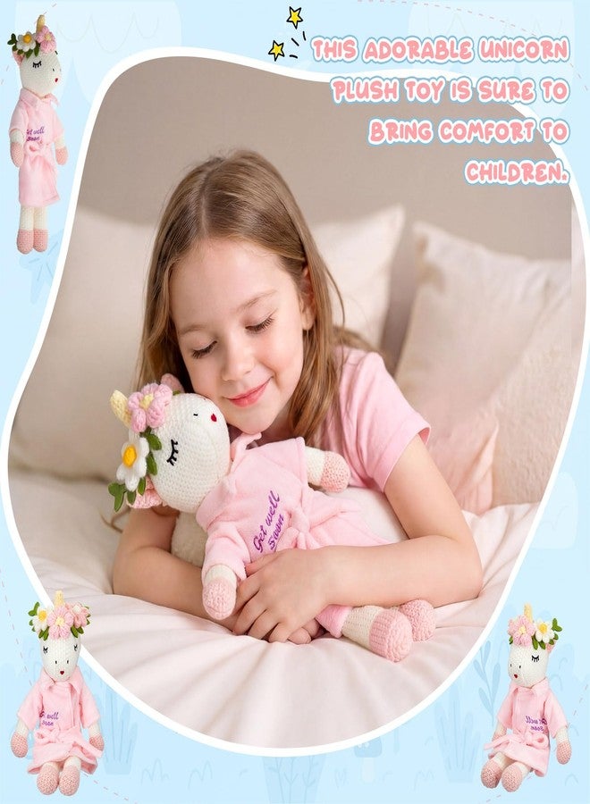Leitee Get Well Soon Gift for Girls 11.8 Inch Small Unicorn Stuffed Animal Plush Doll Dressed in Bathrobe with Message Get Well Soon Cute Unicorn Plush Gift for Patient After Surgery Home Decoration - Image 5