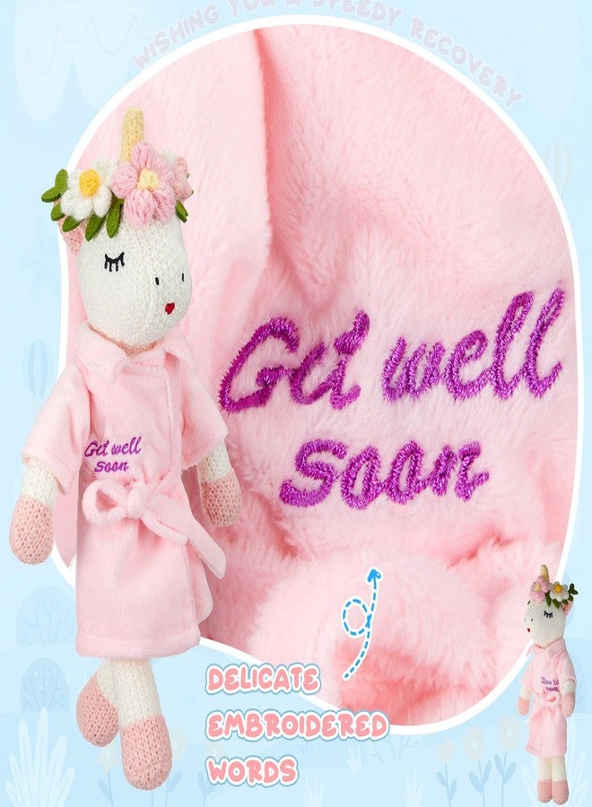 Leitee Get Well Soon Gift for Girls 11.8 Inch Small Unicorn Stuffed Animal Plush Doll Dressed in Bathrobe with Message Get Well Soon Cute Unicorn Plush Gift for Patient After Surgery Home Decoration - Image 3
