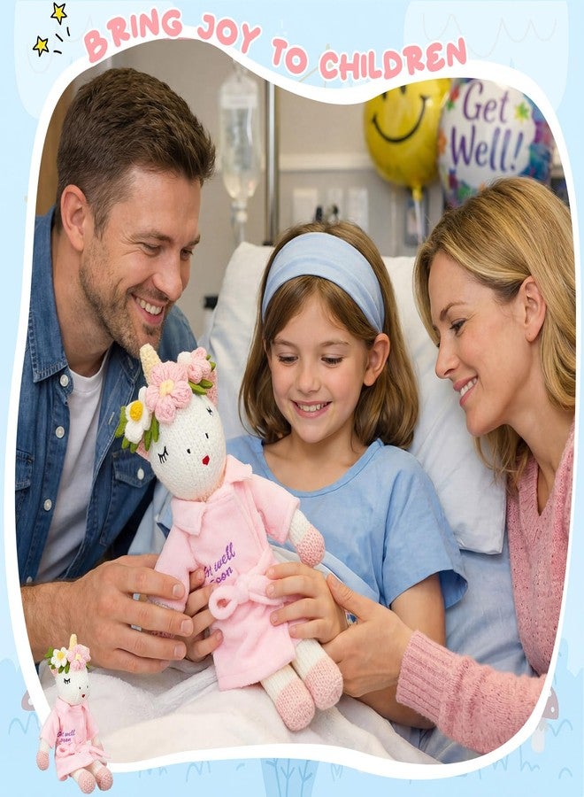 Leitee Get Well Soon Gift for Girls 11.8 Inch Small Unicorn Stuffed Animal Plush Doll Dressed in Bathrobe with Message Get Well Soon Cute Unicorn Plush Gift for Patient After Surgery Home Decoration - Image 4