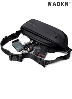 WAOKN Men's Trendy Chest Bags, Boys' Large-capacity Waterproof Crossbody Bag Fanny Pack Belt Bag, Sports Cycling and Hiking Handbag Carrying Bag for College Students and Teenagers  - Image 3