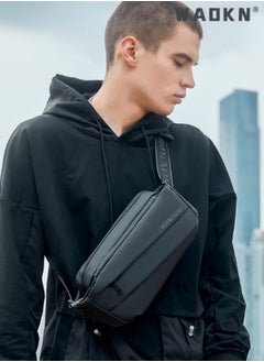 WAOKN Men's Trendy Chest Bags, Boys' Large-capacity Waterproof Crossbody Bag Fanny Pack Belt Bag, Sports Cycling and Hiking Handbag Carrying Bag for College Students and Teenagers  - Image 2