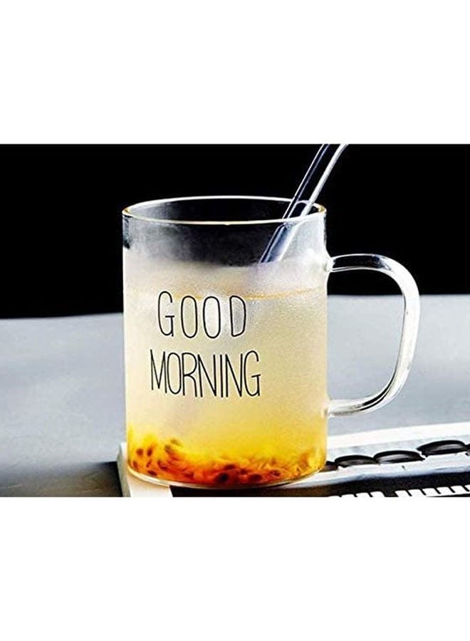 Clear Glass Mug Printed Good Morning Suitable for Hot and Cold Drinks and Juices 300ML - Image 2