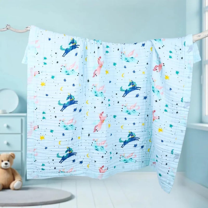 SMILE BABY 100% Organic Cotton 6-Layer Muslin Baby Blanket (100x110 cm) is Super Soft, Breathable, and Gentle on Baby's Skin. Perfect for Comfort, Warmth, and Everyday use. Includes 1 Blanket - Image 1