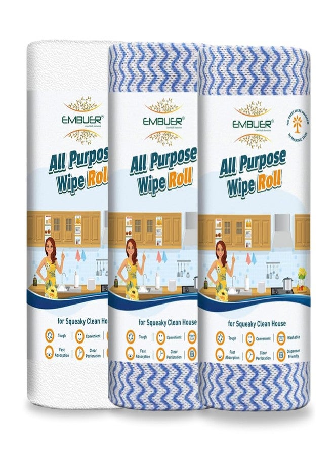 Embuer All Purpose Kitchen Roll, Kitchen Towel Wipe Roll, Non-Woven, Fast Absorbant, Quick Dry, Washable & Reusable Kitchen Wipes Roll for Cleaning | Kitchen - 3 Roll x 80 Multipurpose wipes - Combo - Image 1