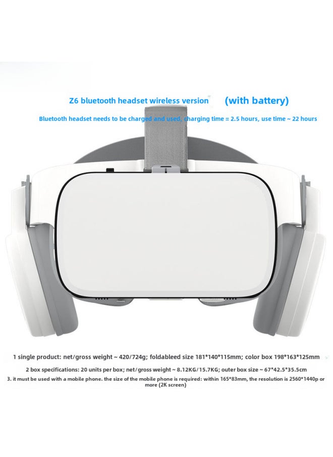 Generic Bobo Vr Glasses Small House Z6 Box Wireless Headset 3d Vision Digital Computer Glasses-Color:Z6 English White-Standard Edition  - Image 1