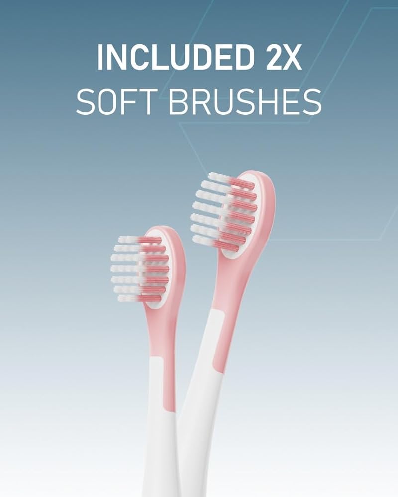 Moxedo Kids 2 in 1 U- Shaped Electric Toothbrush, 2 Brush Heads/ 2 U-Shape Brush Head, 360 Dental Oral Cleaning, 5 Ultrasonic Smart Modes, IP64 Waterproof Auto Toothbrush for Toddler- Pink - Image 2