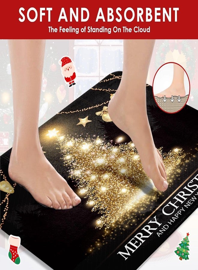 ArtSocket Black Gold Christmas Tree Bathroom Set Shower Curtain Set with Non-Slip Rug, Toilet Lid Cover, Bath Mat and 12 Hooks 72x72 inches Bathroom Decor 4 Pcs - Image 4