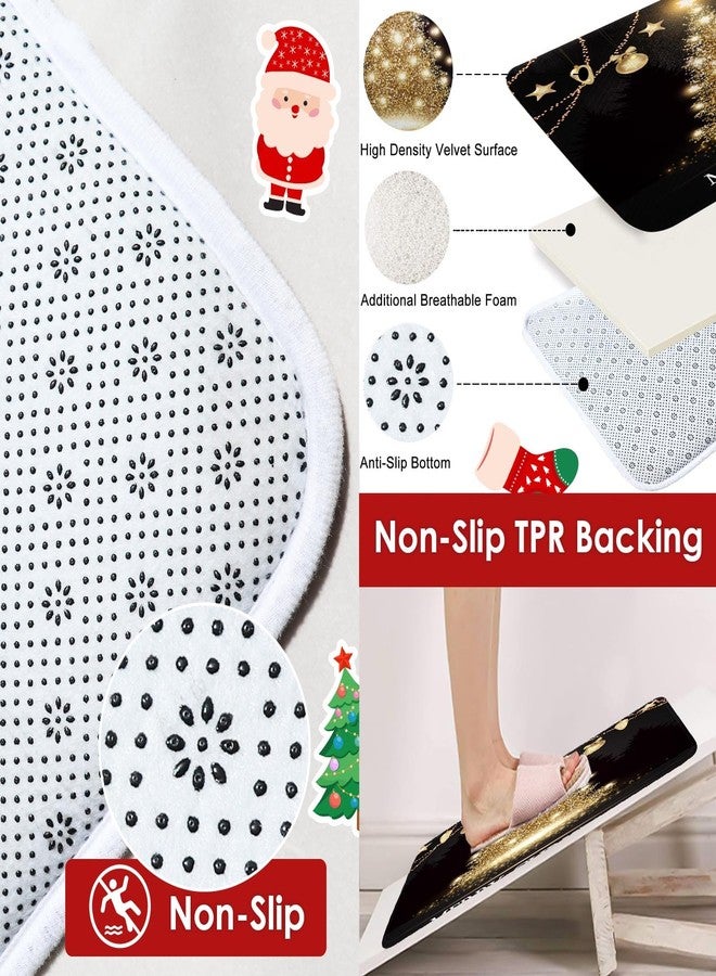 ArtSocket Black Gold Christmas Tree Bathroom Set Shower Curtain Set with Non-Slip Rug, Toilet Lid Cover, Bath Mat and 12 Hooks 72x72 inches Bathroom Decor 4 Pcs - Image 3