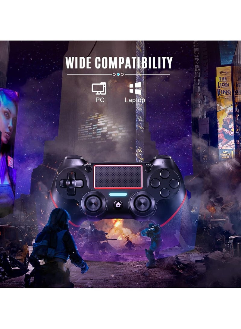 Wireless Gamepad Controller For PS4/PC with Motion Motors and Audio Function, Mini LED Indicator, USB Cable, and Anti-Slip (Red) - Image 2