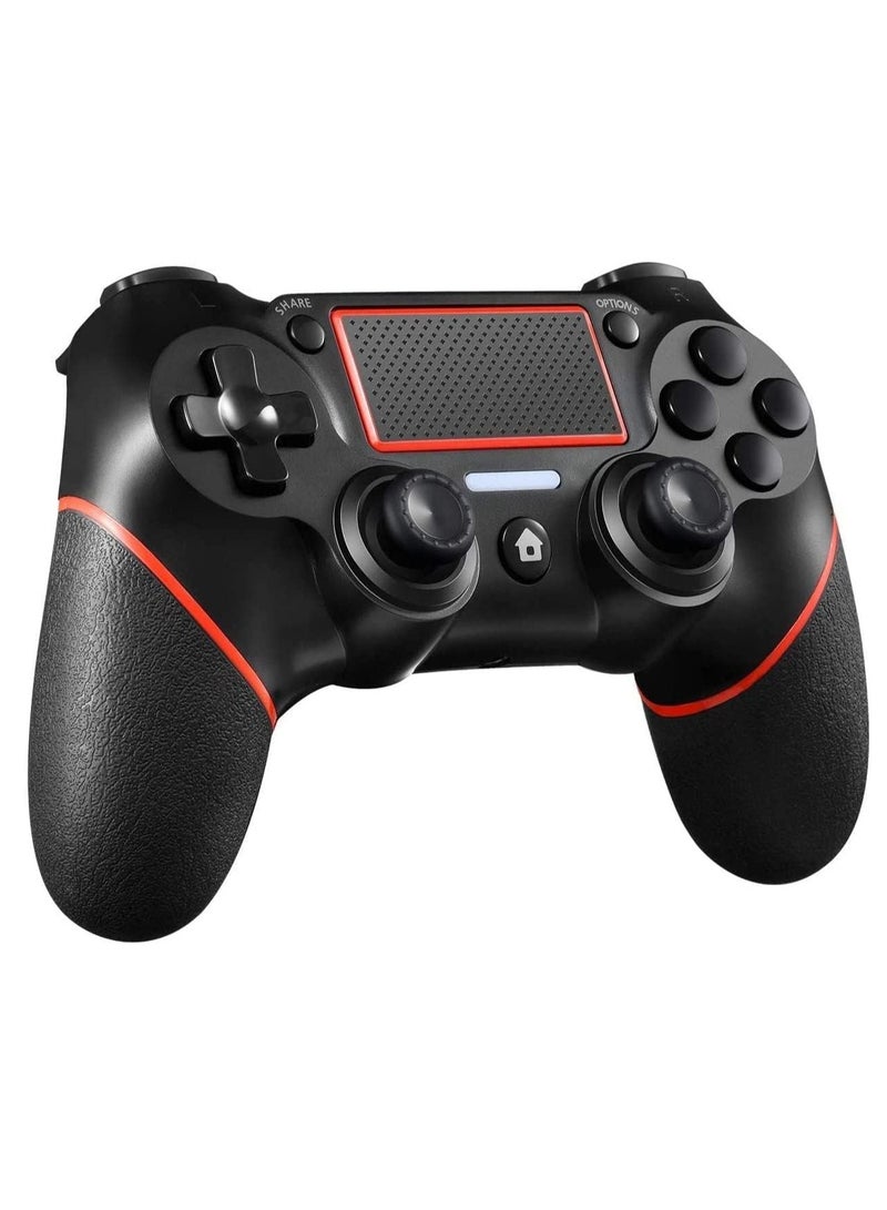 Wireless Gamepad Controller For PS4/PC with Motion Motors and Audio Function, Mini LED Indicator, USB Cable, and Anti-Slip (Red) - Image 1