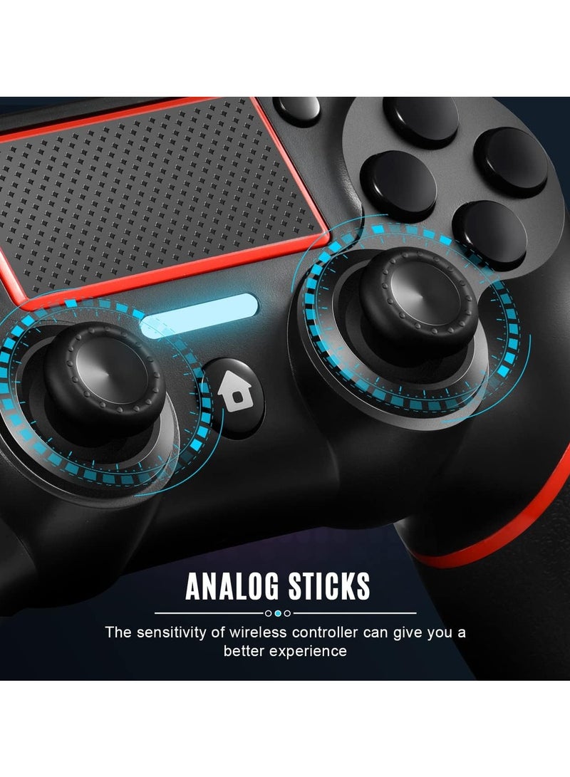 Wireless Gamepad Controller For PS4/PC with Motion Motors and Audio Function, Mini LED Indicator, USB Cable, and Anti-Slip (Red) - Image 5