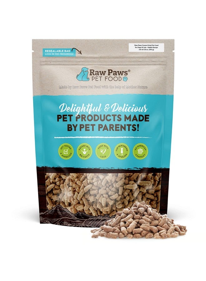 Raw Paws Freeze Dried Dog Food & Cat Food - Rabbit Recipe, 16-oz - Made in USA - Freeze-Dried Dog Food, Freeze Dried Raw Dog and Cat Food - Image 1