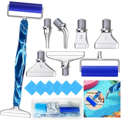KANSUMY Diamond Art Pens Tools Diamond Painting Pen Accessories Kits with Screw Metal Tip Roller Drill Bead Dot Pens for Art Craft Nail Blue Pen Silver 6 - Image 1