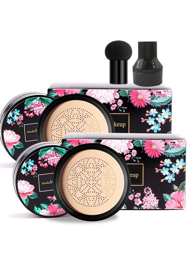 KWOLYKIM - 2 Pack Mushroom Head Air Cushion BB Cream, Concealer Lasting Nude Makeup Moisturizing Brightening Pigment CC Liquid Foundation - Image 1