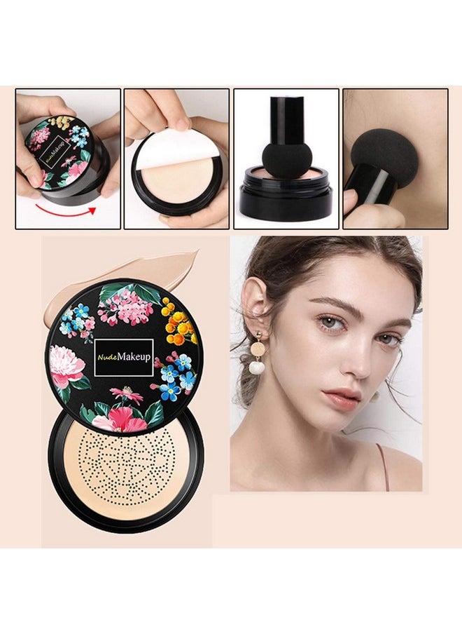 KWOLYKIM - 2 Pack Mushroom Head Air Cushion BB Cream, Concealer Lasting Nude Makeup Moisturizing Brightening Pigment CC Liquid Foundation - Image 1