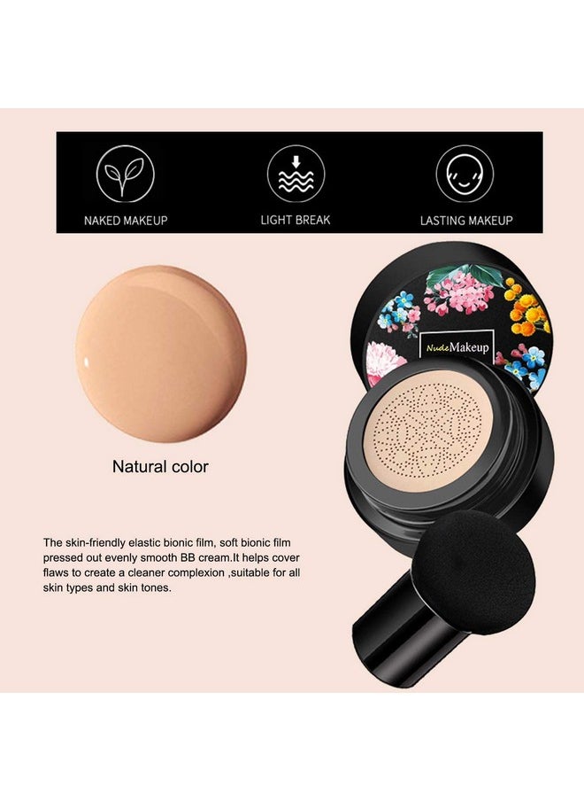 KWOLYKIM - 2 Pack Mushroom Head Air Cushion BB Cream, Concealer Lasting Nude Makeup Moisturizing Brightening Pigment CC Liquid Foundation - Image 1