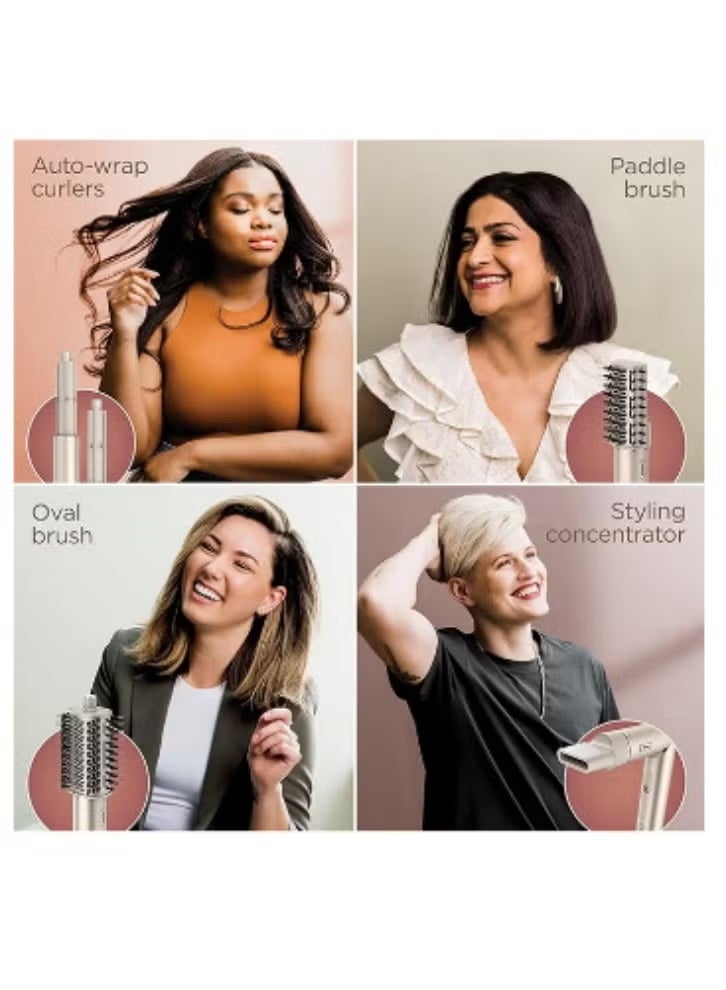 شارك نظام تصفيف وتجفيف الهواء FlexStyle ، فرشاة شعر مجعدة 5 في 1 ومصفف شعر متعدد مع أدوات تجعيد تلقائية ، فرشاة مجداف ، فرشاة بيضاوية ، ملحق مكثف - Image 3