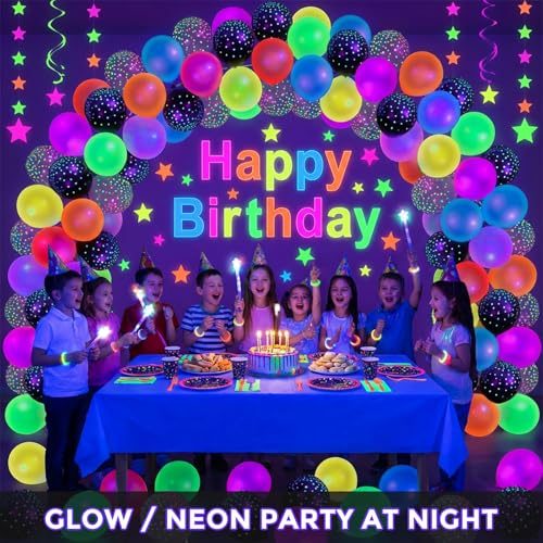 LovesTown 66PCS Glow Balloons Assorted UV Neon Latex Balloons 12 with Small Dots for Birthday Wedding Glow Party Supplies - Image 5