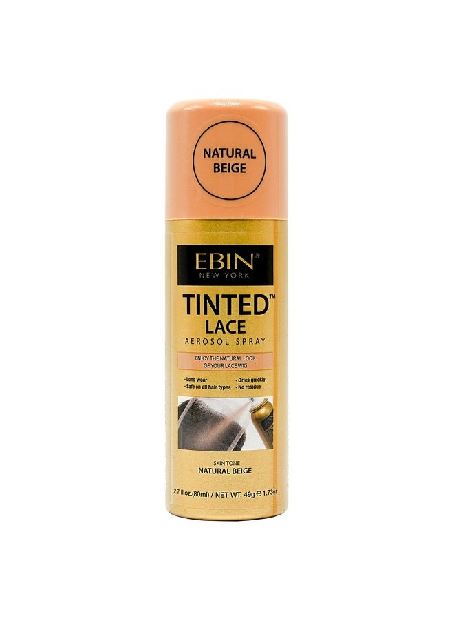 EBIN NEW YORK Tinted Lace Spray Natural Beige 2.7Oz/ 80Ml, Quick Dry, Water Resistant, No Residue, High Pigmentation, Even Spray, Matching Skin Tone, Natural Look, Tinted Spray For Wig  - Image 1