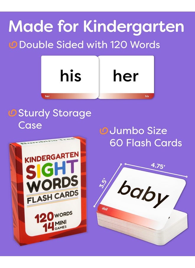 THE BAMBINO TREE Sight Words Flash Cards Kindergarten - 120 High Frequency Words From Dolch'S And Fry'S Sight Word List For Ages 4-6 Years  - Image 2