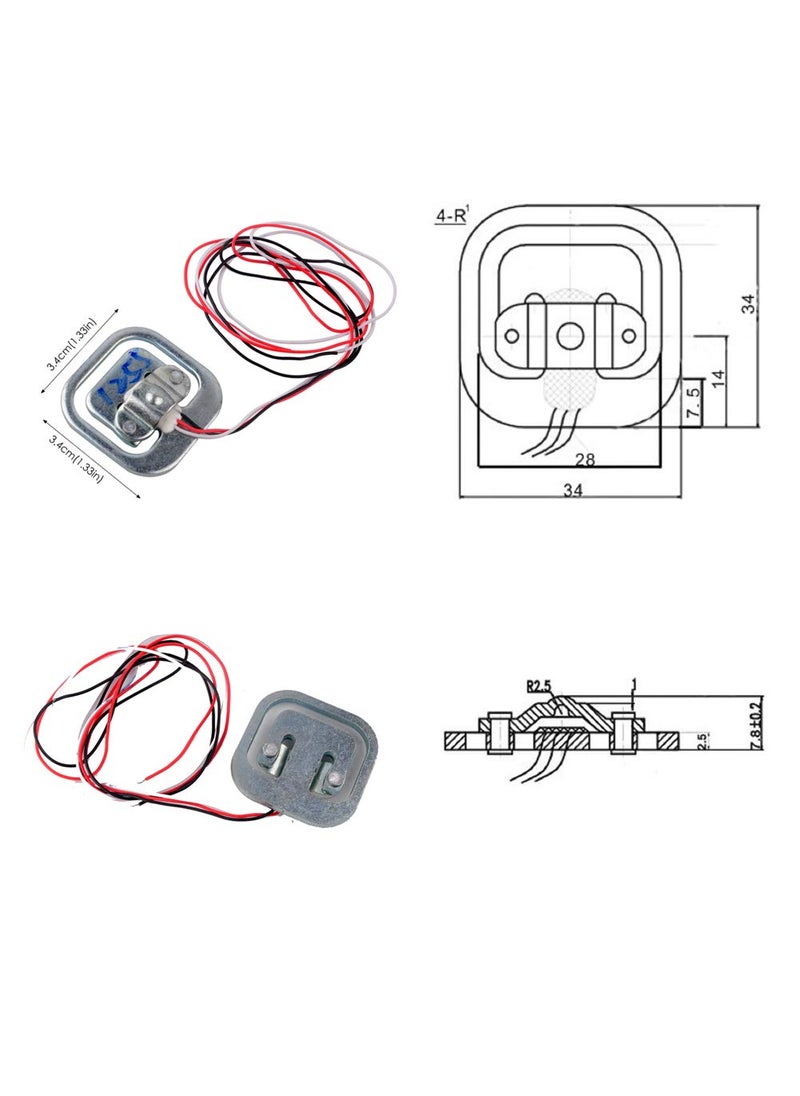 NEXTION 4pcs 50kg Load Cell Half Bridge Strain Gauge Human Body Scale Weight Sensor  1pcs HX711 Amplifier AD Module for Arduino  - Image 2