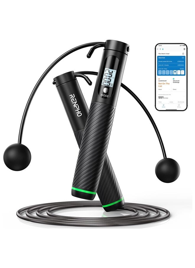RENPHO Cordless Jump Rope, Weighted Jump Rope with Counter, Jump Ropes for Fitness, Smart Skipping Rope for Crossfit, Gym, Burn Calorie, APP Data Analysis, at-Home-Workout for Women Men Adult Kids  - Image 1