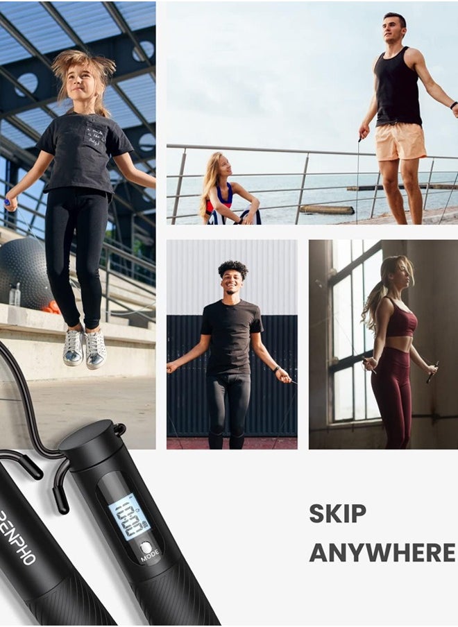 RENPHO Cordless Jump Rope, Weighted Jump Rope with Counter, Jump Ropes for Fitness, Smart Skipping Rope for Crossfit, Gym, Burn Calorie, APP Data Analysis, at-Home-Workout for Women Men Adult Kids  - Image 3