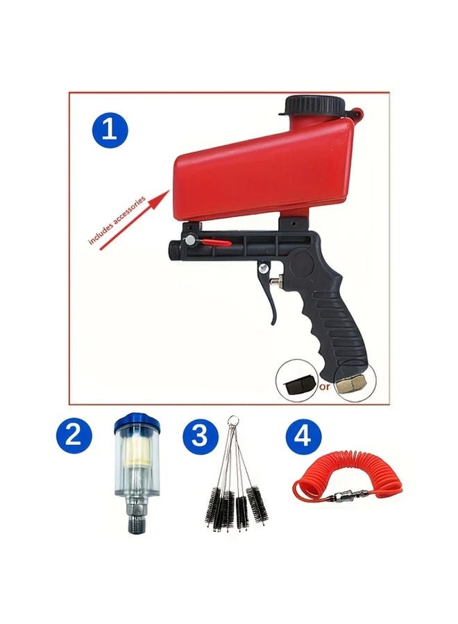 4 Pcs Heavy Duty Gravity Feed Sandblaster Gun 90 PSI High Pressure Rust Removal Tool - Image 1