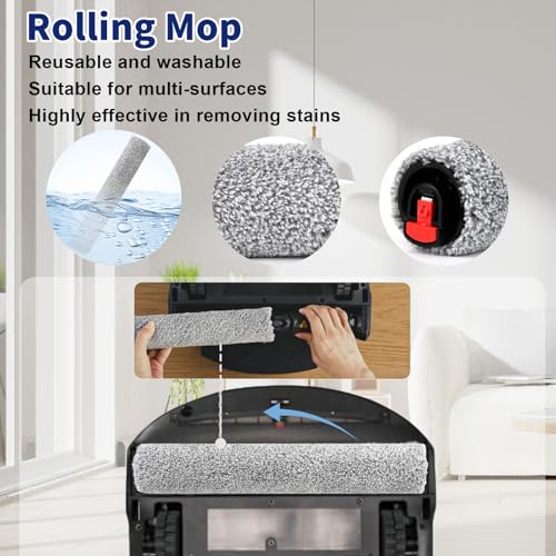 Feilifan 18 PCS Accessories for Eufy Omni S1 Pro Robot Vacuum, Replacement Parts Main Brush, Side Brush, Washable Filter, Dust Bag, Rolling Mop - Image 4