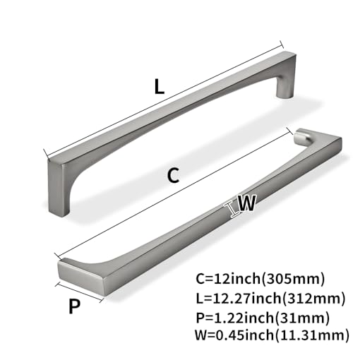 khtumeware 5 Pack Solid Handles 12Inch305mm Brushed Nickel Cabinet PullsHeavy Duty for Kitchen Cabinets Cupboards Drawers and Bathroom Hardware - Image 3