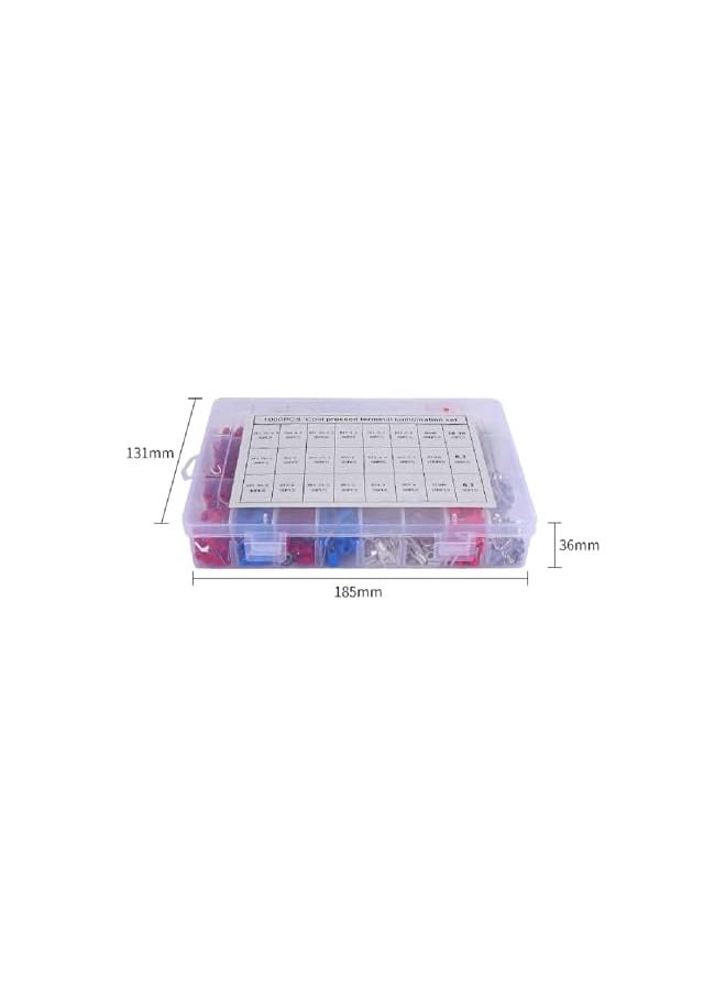 PROMASS 1000Pcs 24Types Electrical Cable Wire Crimp Terminals Kit Cord Pin End Connectors Insulated Spade Fork Ring Assorted Set  - Image 4