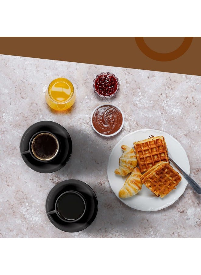 Houseables Espresso Cup Set, Espresso Cups Stackable, Expresso, Demitasse, with Saucers, Stand, Spoons, Coffee Mugs, Juego De Tazas Para Cafe, Porcelain, Stacking, 19 Pieces, Set of 6, 2.5 oz, Black - Image 5