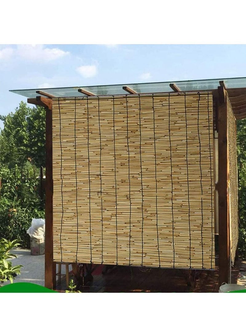 LINGWEI 2pcs Bamboo Blind Natural Wooden Bamboo Blind Roll Window Shades Bamboo Cutain Bamboo Roller Blind Bamboo Roll Up Shades Reed Outdoor Indoor Decoration Reed Curtain  - Image 1