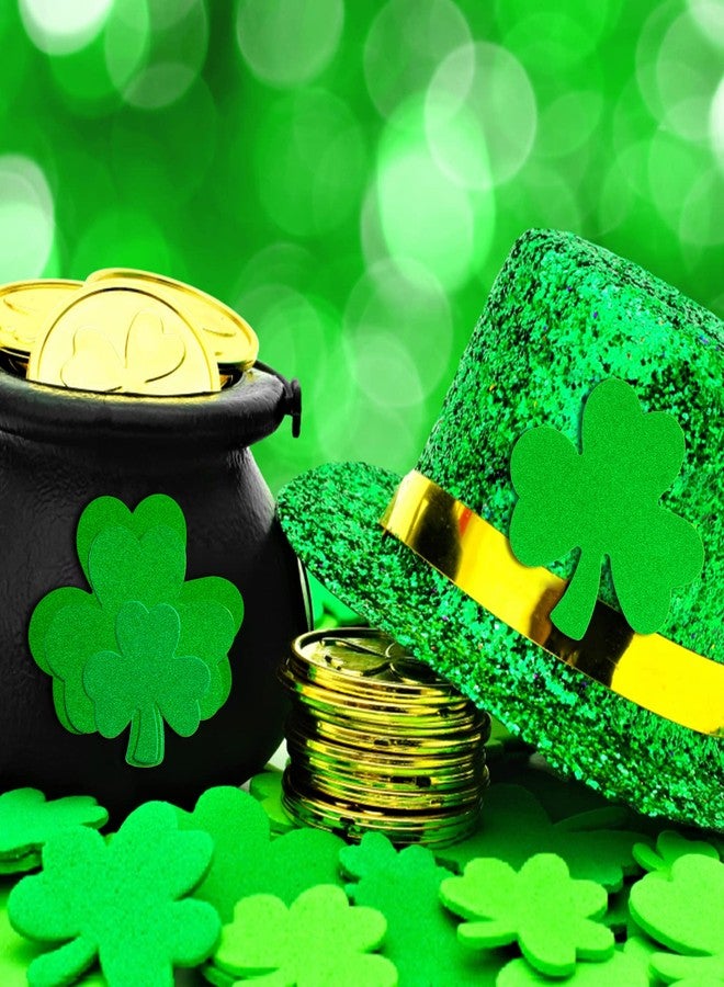 FOBSME 72 Pcs Glitter St. Patrick's Day Shamrock Cutouts Glitter Paper Shamrocks Cutouts Green Irish Clover Shape Die Cuts with Glue Dots for St. Patrick's Day Party School Classroom Decor Supplies,3 Sizes - Image 5