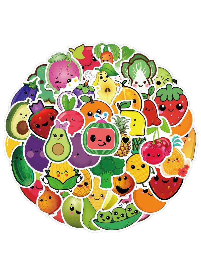 Fruit and Vegetable Stickers for Kids 120Pcs Vegetables Waterproof Vinyl Decals for Water Bottles Laptop Refrigerator Luggage Computer Mobile Phone Skateboard Decor  for Boys Kids Teen - Image 1