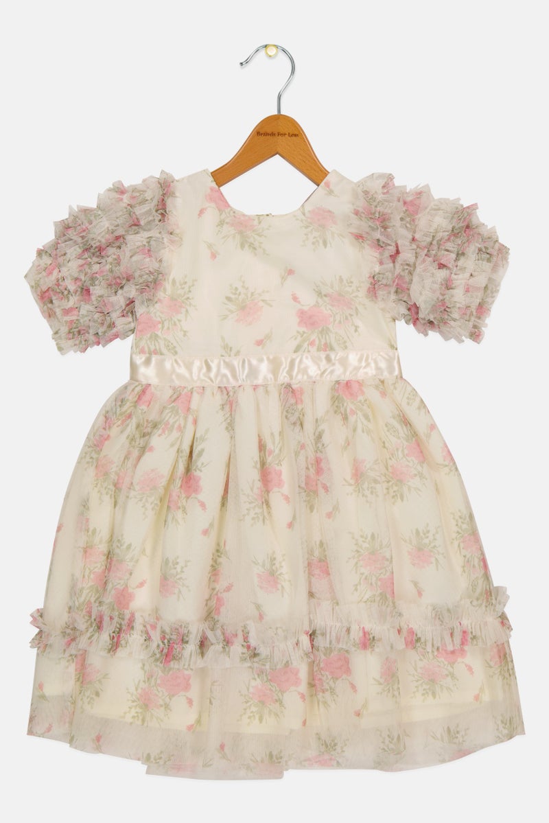 Lunamoon Kids Girl Floral Print Dress, Mutlicolor - Image 2