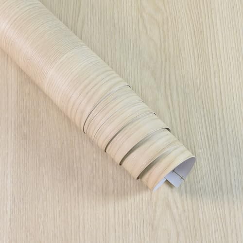 Boobest Beige Cherry Wood Wallpaper Peel and Stick Wallpaper Thick Wood Grain Contact Paper for Cabinets Countertops Waterproof Self Adhesive Light Wood Contact Paper Vinyl Wall Paper 15.74" x 118" - Image 1